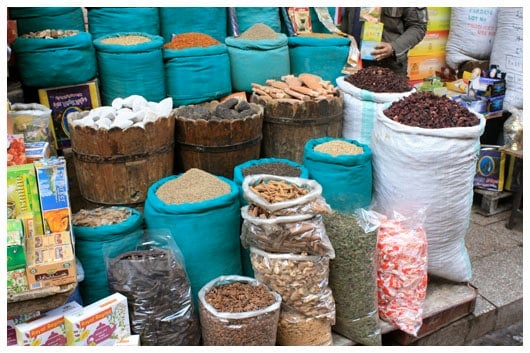 a stand selling spices