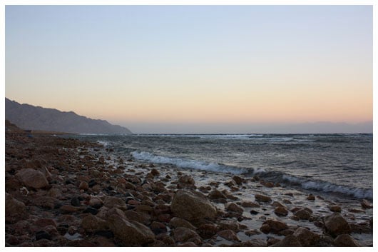 looking north, to the Blue Hole dive spot