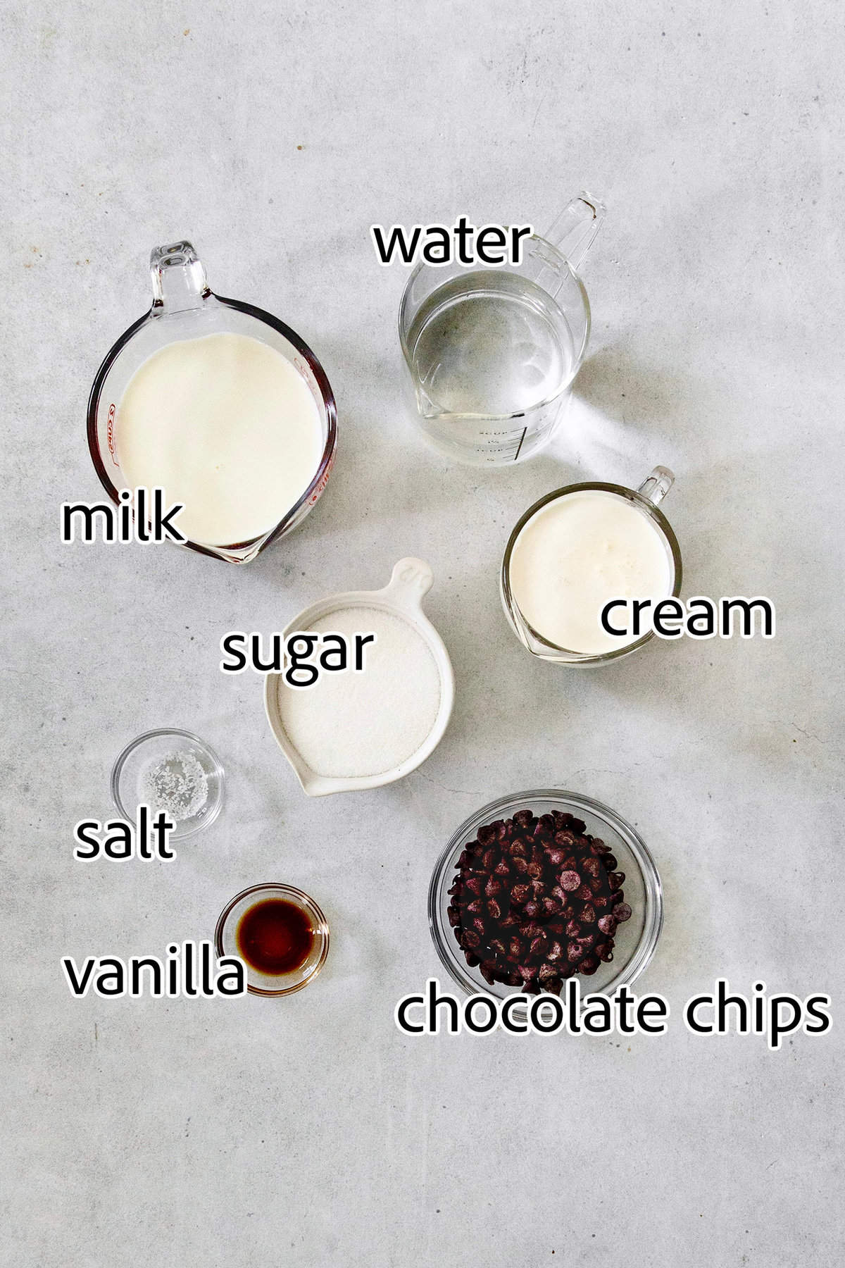 This recipe for homemade hot chocolate makes the creamiest and most decadent hot cocoa ever! It's easy to make and impossible to resist. Overhead view of ingredients for homemade hot chocolate
