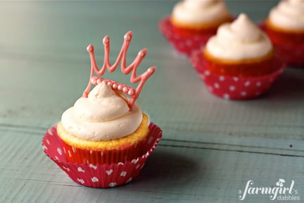 a cupcake with a pink crown