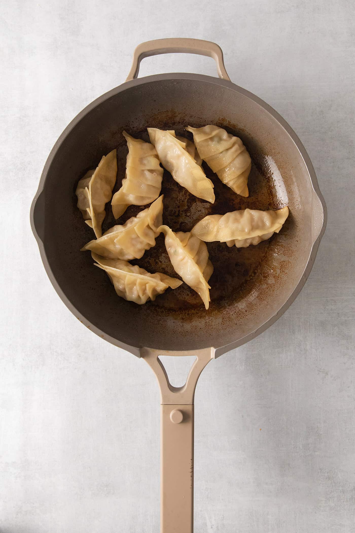 Pork dumplings on a pan