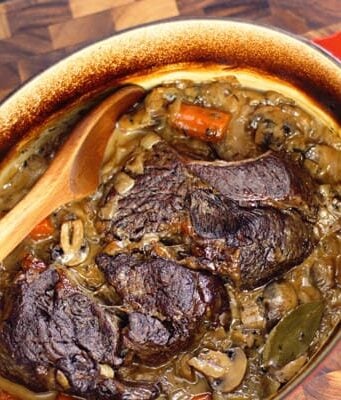 hard cider pot roast with mushrooms carrots and onions