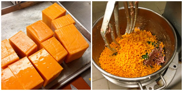 large blocks of cheddar cheese