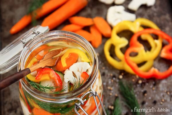 Pickled Vegetables in a large jar
