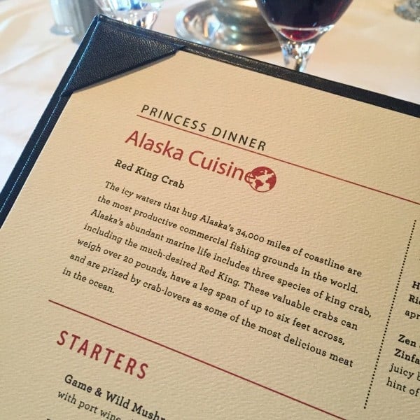 Ruby Princess dinner menu