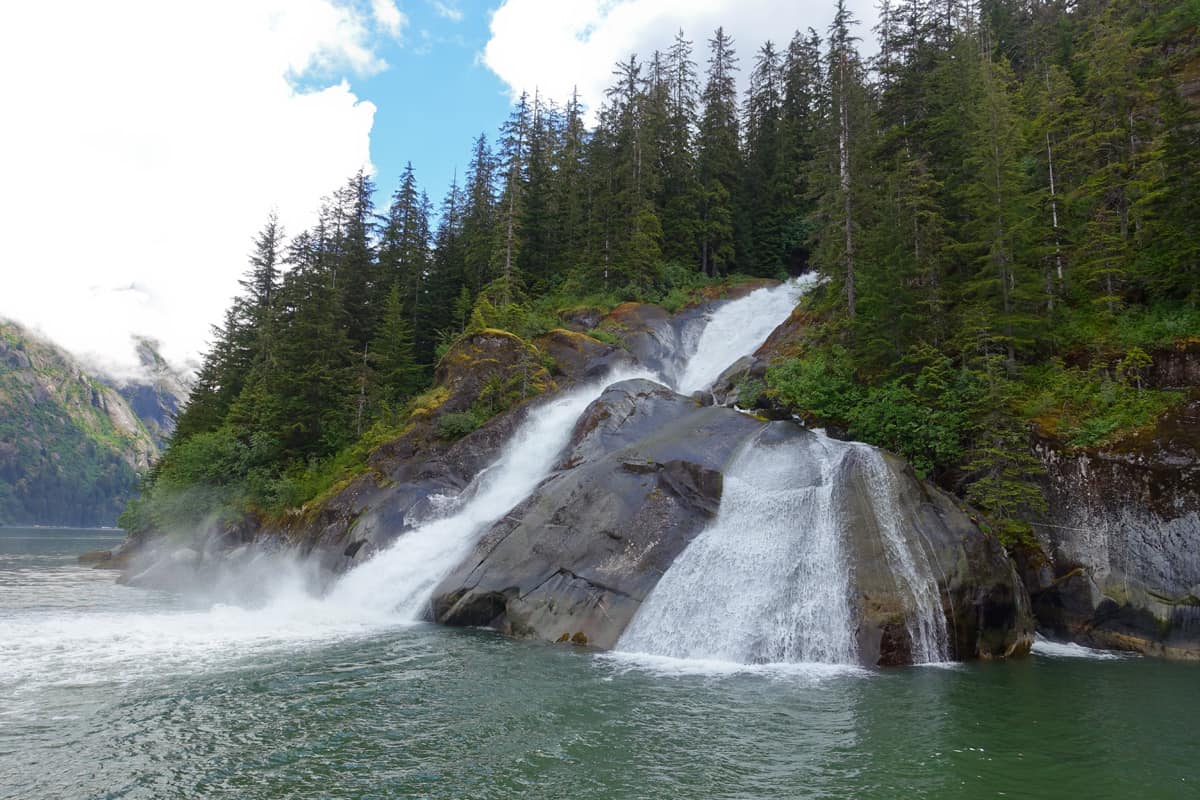a waterfall in Tracy Arm Fjord