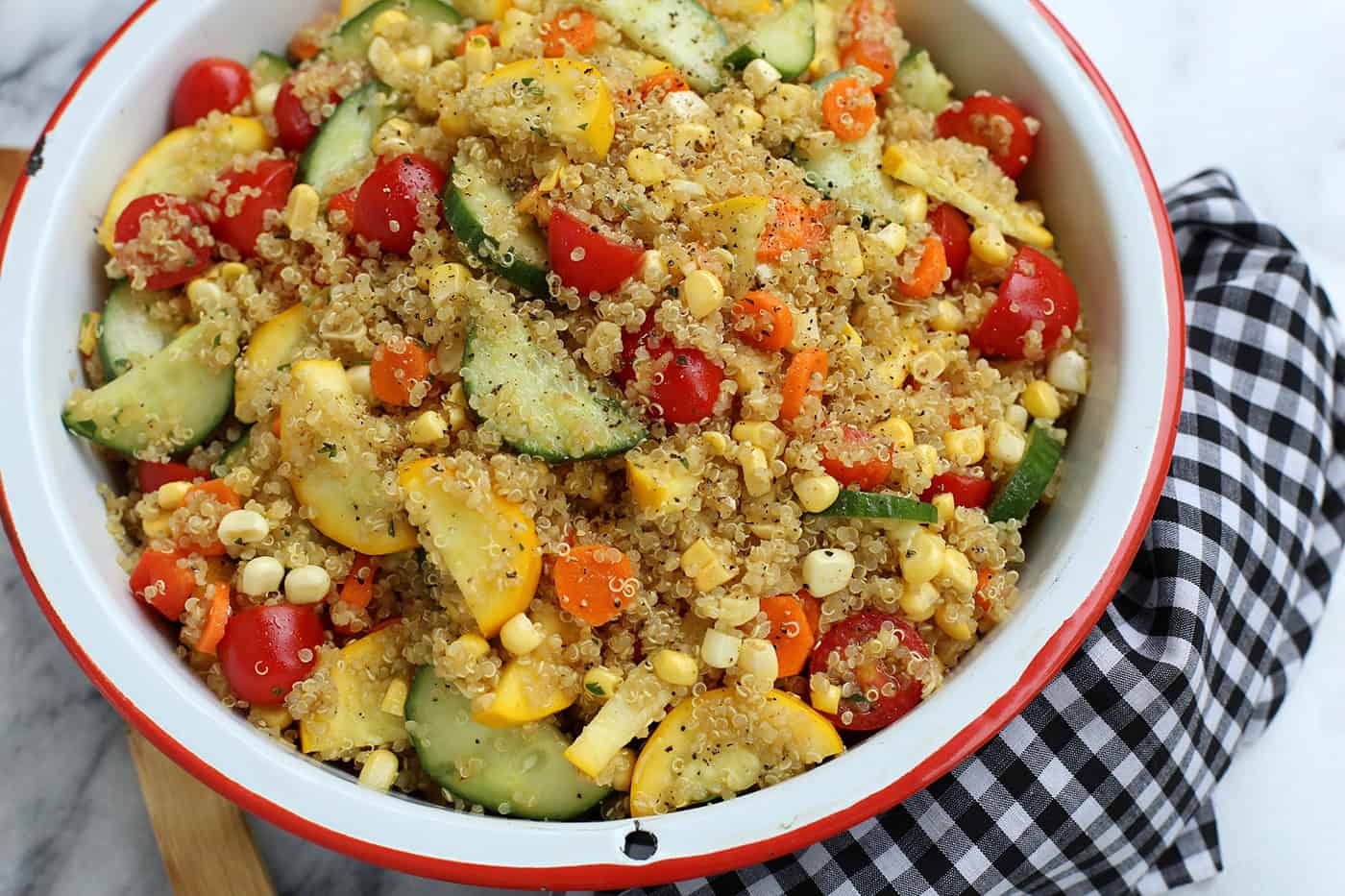 Quinoa salad in a bowl.