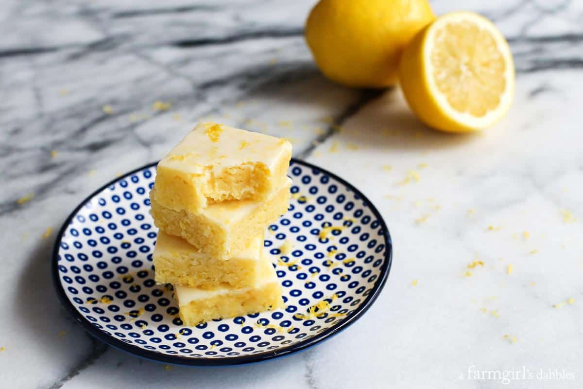 a bite out of a lemon bar