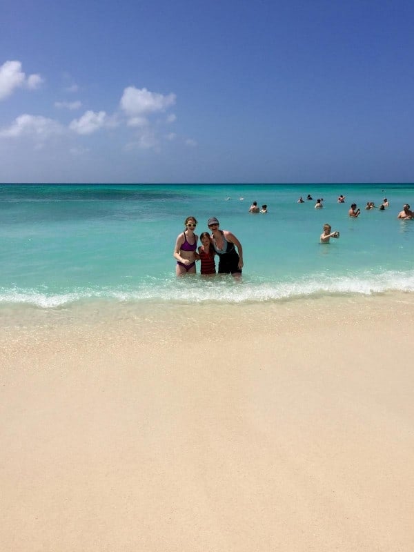 three girls in the water at Arishi Beach