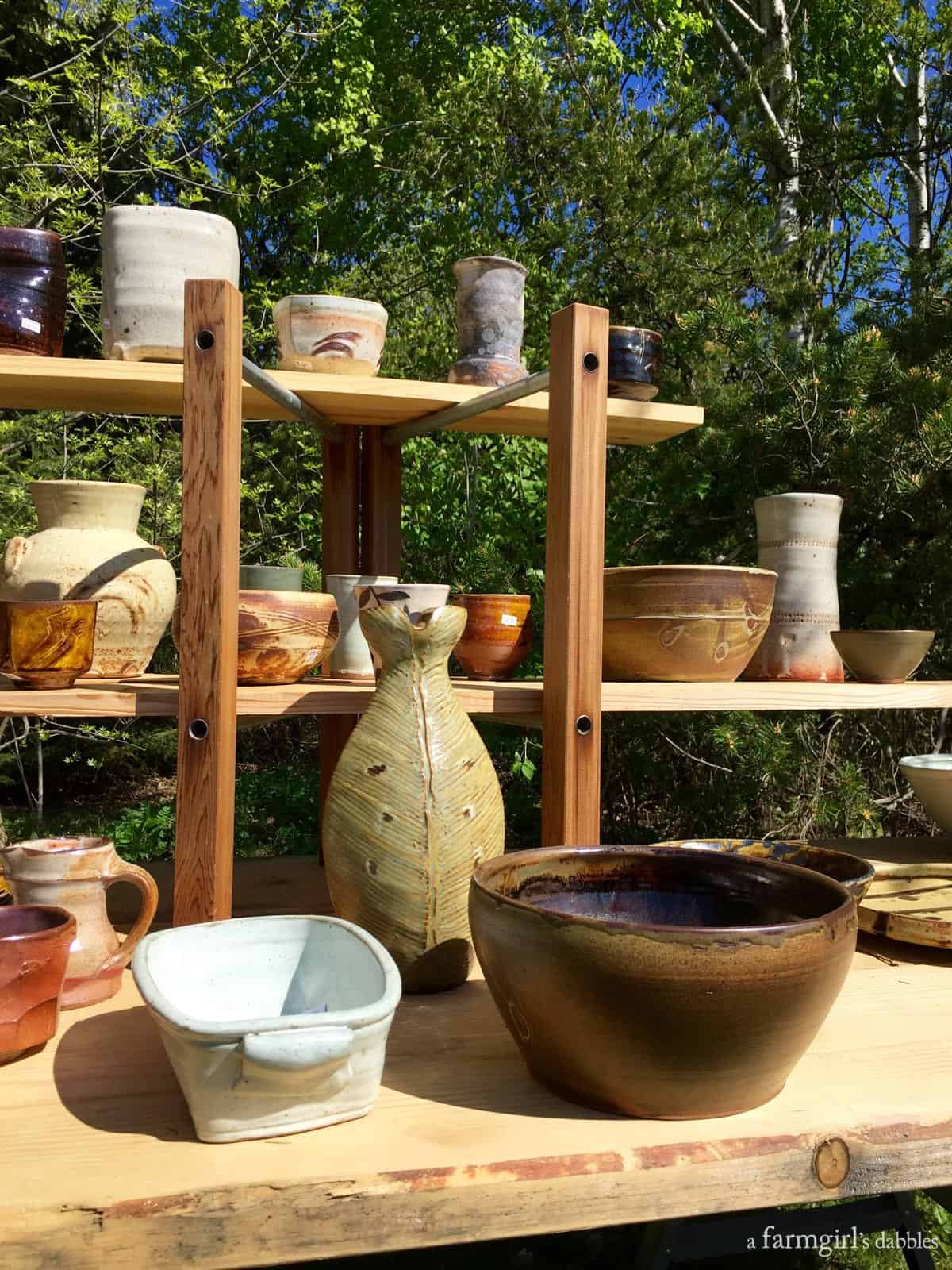 St. Croix Valley Pottery Tour, handmade pottery on shelves