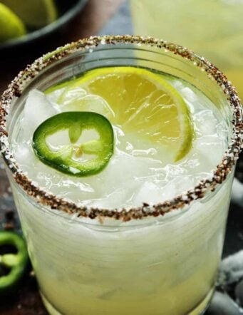 Margarita with salt rimmed glass