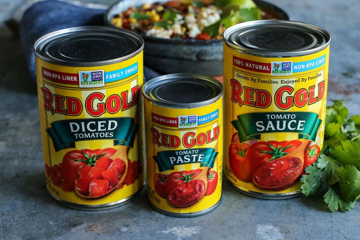 Creamy Enchilada Chili is brimming with tasty bites. In every spoonful, you'll savor the flavors of enchiladas...without tortillas! three cans of Red Gold Tomatoes