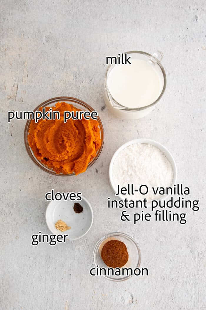 Labeled ingredients for the sweet pumpkin layer.