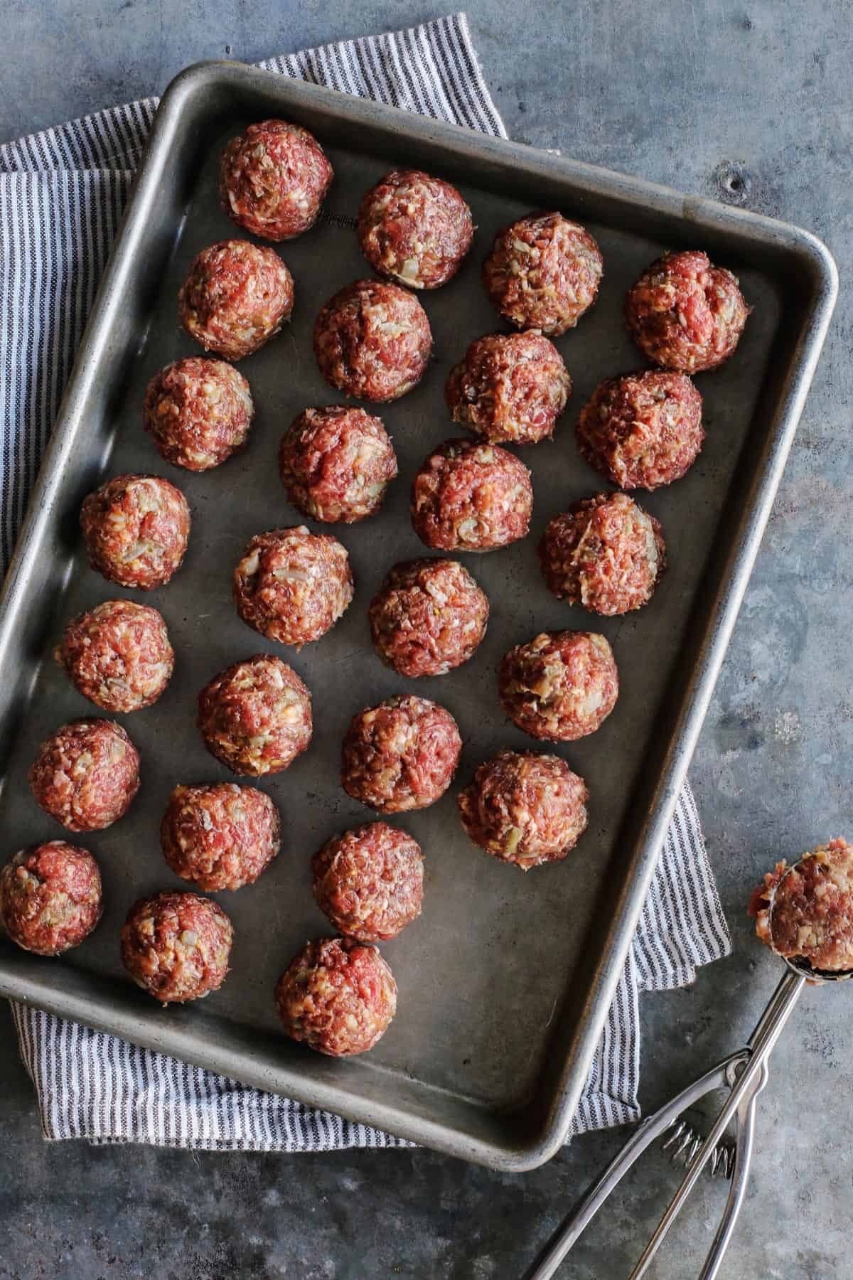 pan of meatballs