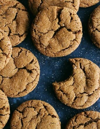 a batch of ginger cookies with molasses
