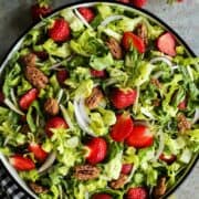 strawberry salad with fresh greens and candied pecans