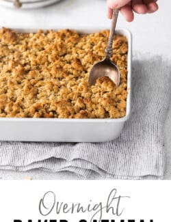 Pinterest image for Overnight Baked Apple Oatmeal.