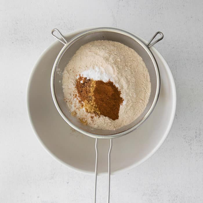dry ingredients in a fine mesh sifter bowl
