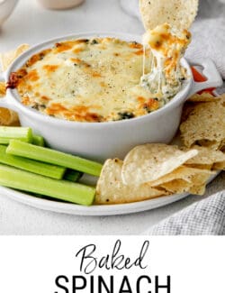 Pinterest image for spinach artichoke dip