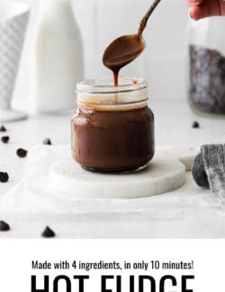 Pinterest image for hot fudge sauce