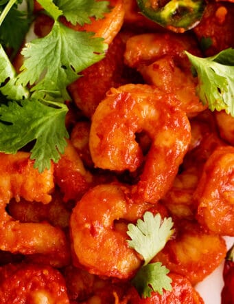Close-up of camaraones a la diabla