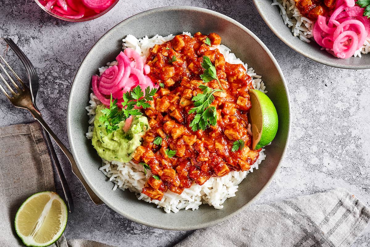 rice bowl with tofu sofritas