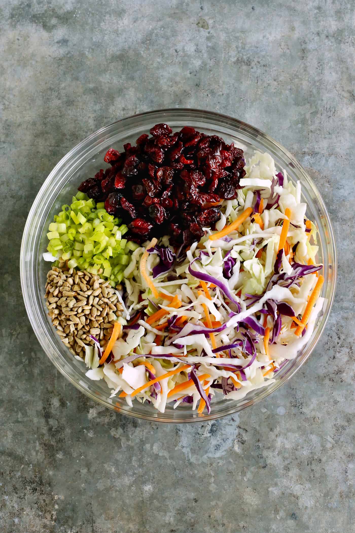 Coleslaw ingredients in a bowl