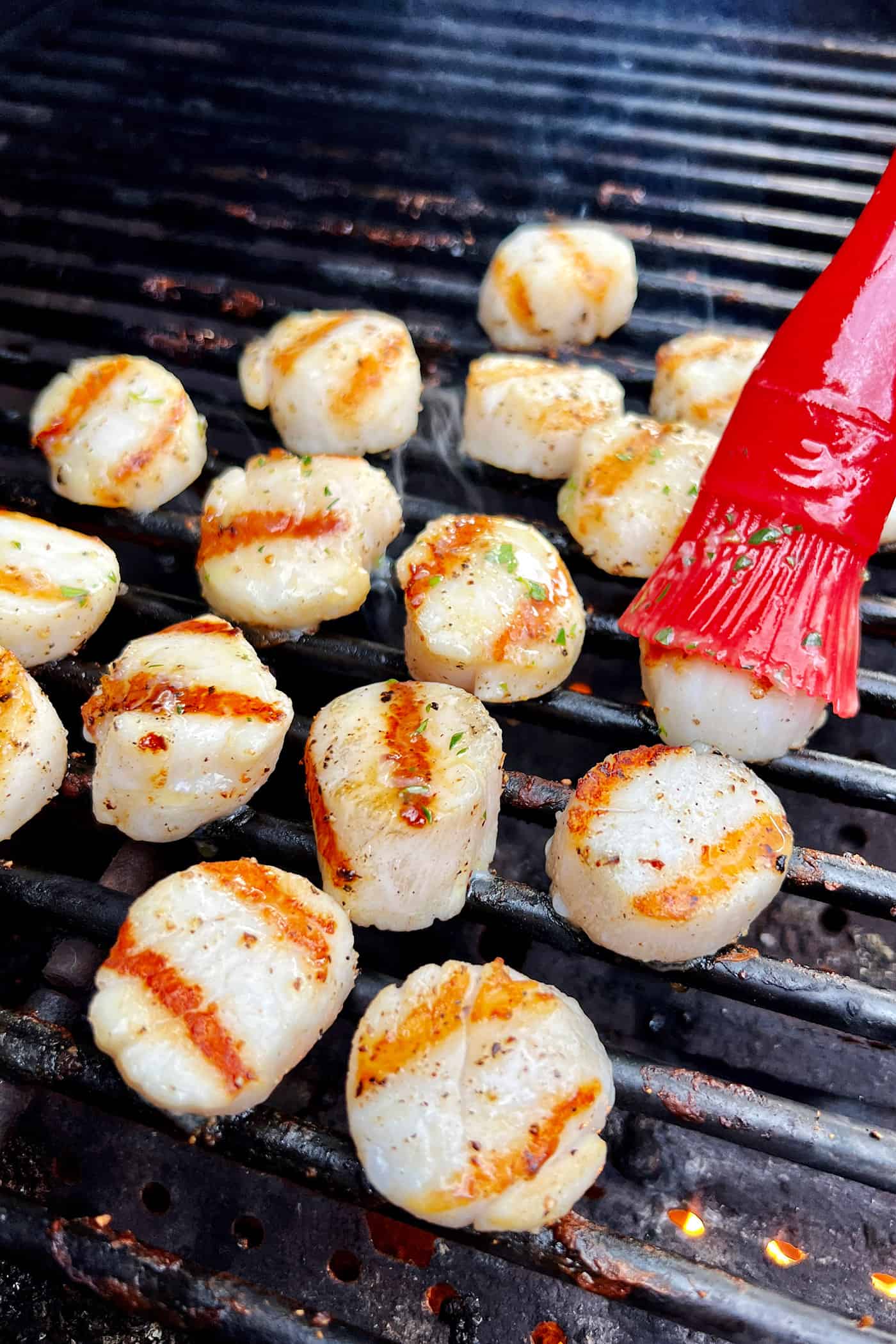 These easy grilled sea scallops are done in 20 minutes and richly flavored with garlic butter and lemon. Cook on an indoor or outdoor grill! cooking scallops on the grill