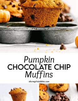 Pinterest photo for pumpkin chocolate chip muffins.