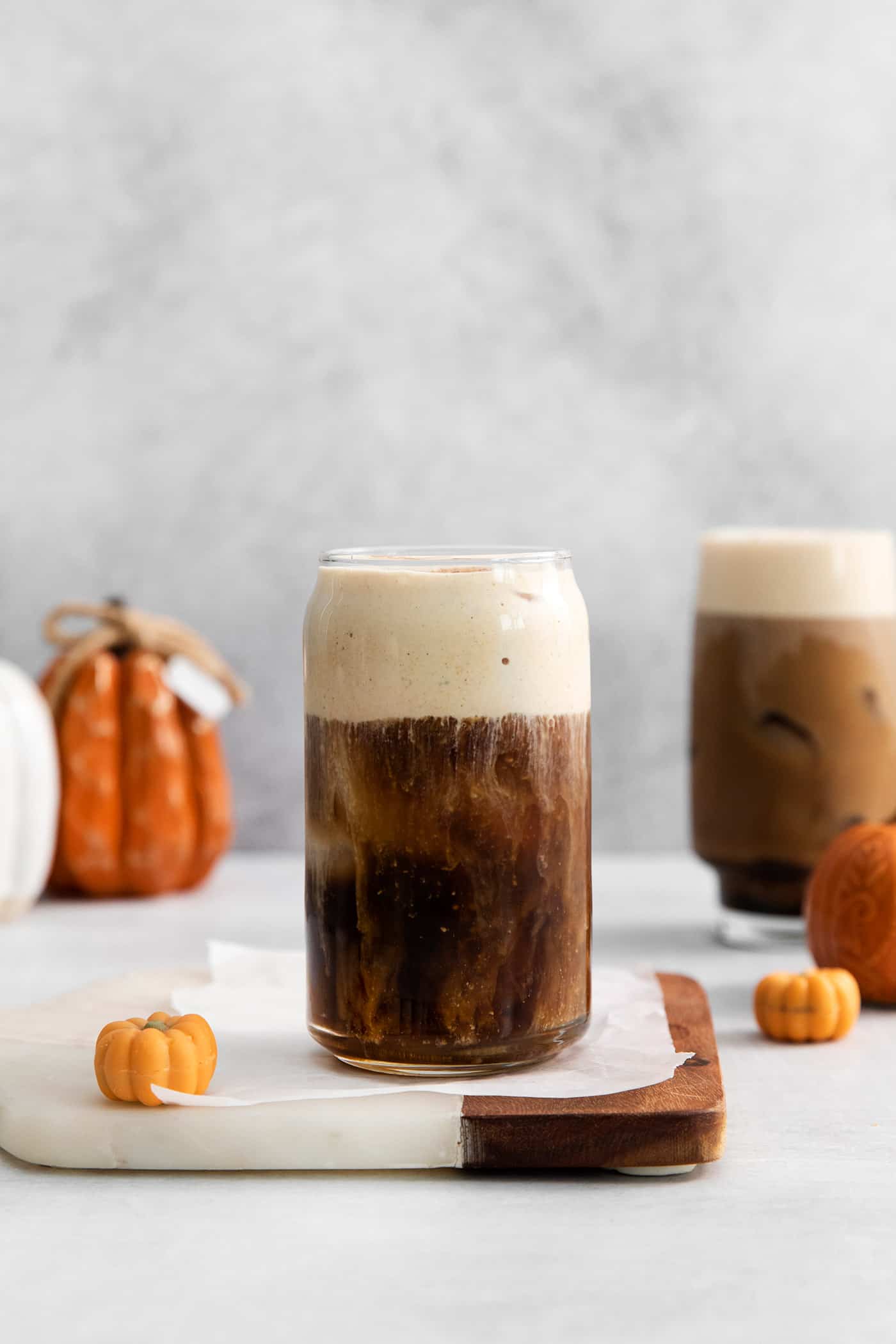 Lightly sweetened cold brew topped with a rich foam., this Pumpkin Cream Cold Foam is a Starbucks copycat you must try. A glass of cold brew topped with pumpkin cream