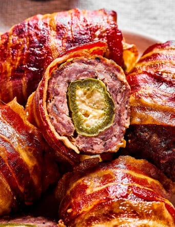 bacon and sausage wrapped stuffed jalapenos