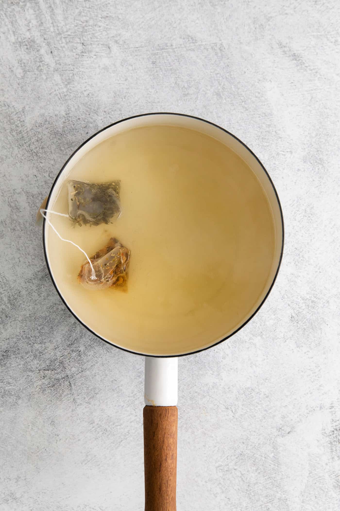 Made with citrus mint and peach tea, lemon, and honey, Starbucks Medicine Ball Recipe is just the thing for those chilly months. Two tea bags in a pot of water