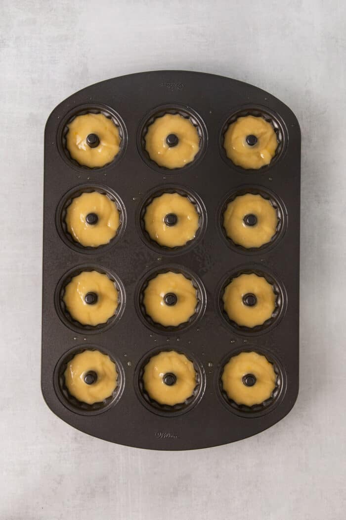 These Robin’s Egg Mini Bundt Cakes are the perfect sweet springtime treat. A moist, vanilla cake topped with a sweet glaze! Cake batter in mini bundt pans