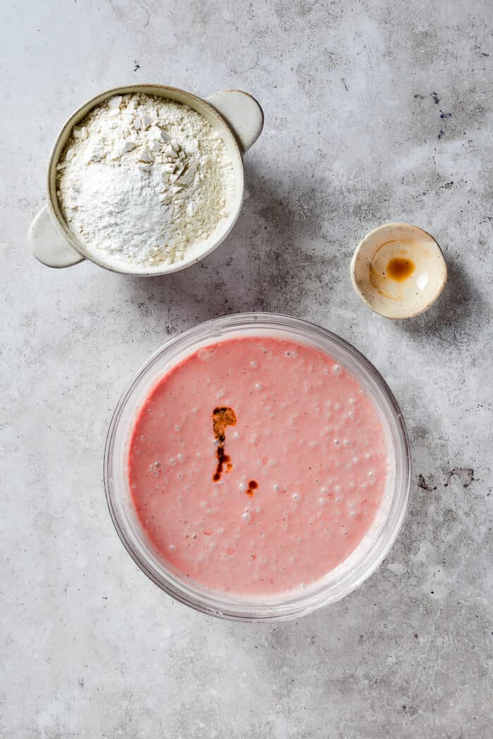 Creamy and sweet with a bit of crunch, Strawberry Crunch Cake is bursting with fruit flavor! This bright strawberry dessert is a favorite. Adding strawberries tot the batter turns it bright pink.