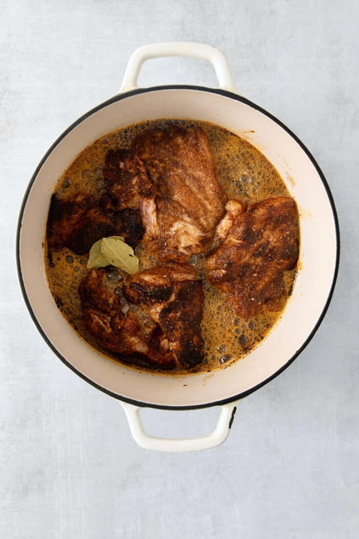 Incredibly tender and a little bit spicy, this easy Pulled Pork recipe is an absolute keeper. It's also super flavorful and versatile. Pork cooks in a dutch oven.
