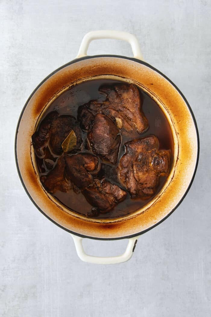 Incredibly tender and a little bit spicy, this easy Pulled Pork recipe is an absolute keeper. It's also super flavorful and versatile. Pork cooks in a Dutch oven.