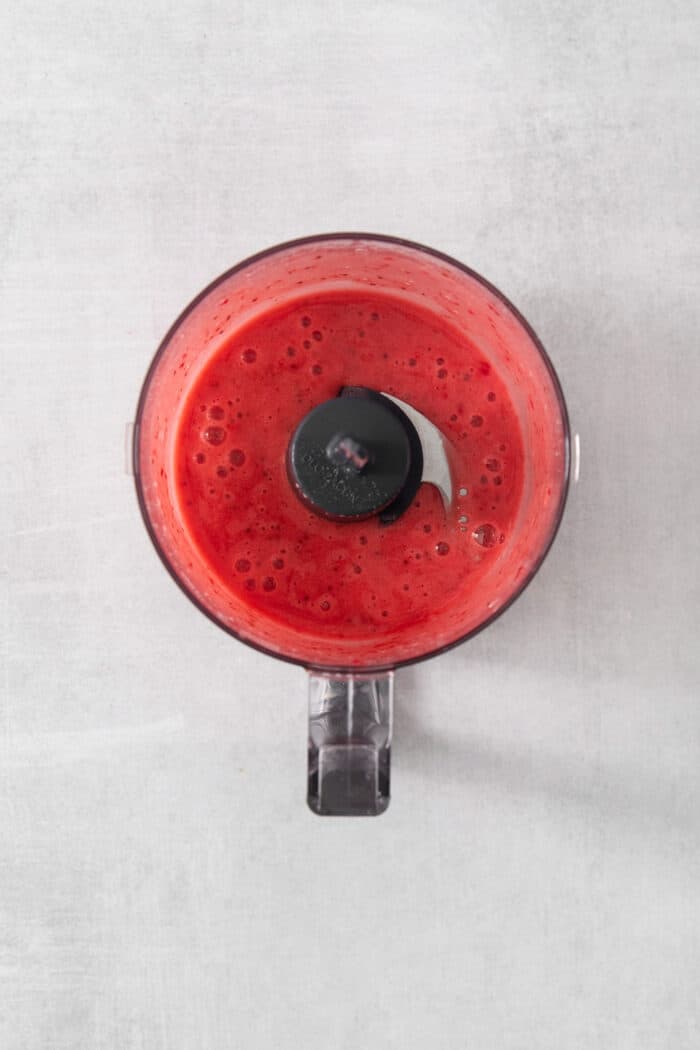 Refreshing and beautiful, Strawberry Milk is beyond simple to make! You'll need just 4 ingredients and a few minutes to whip up glasses of this strawberry-laden drink. Strawberry puree in a food processor.