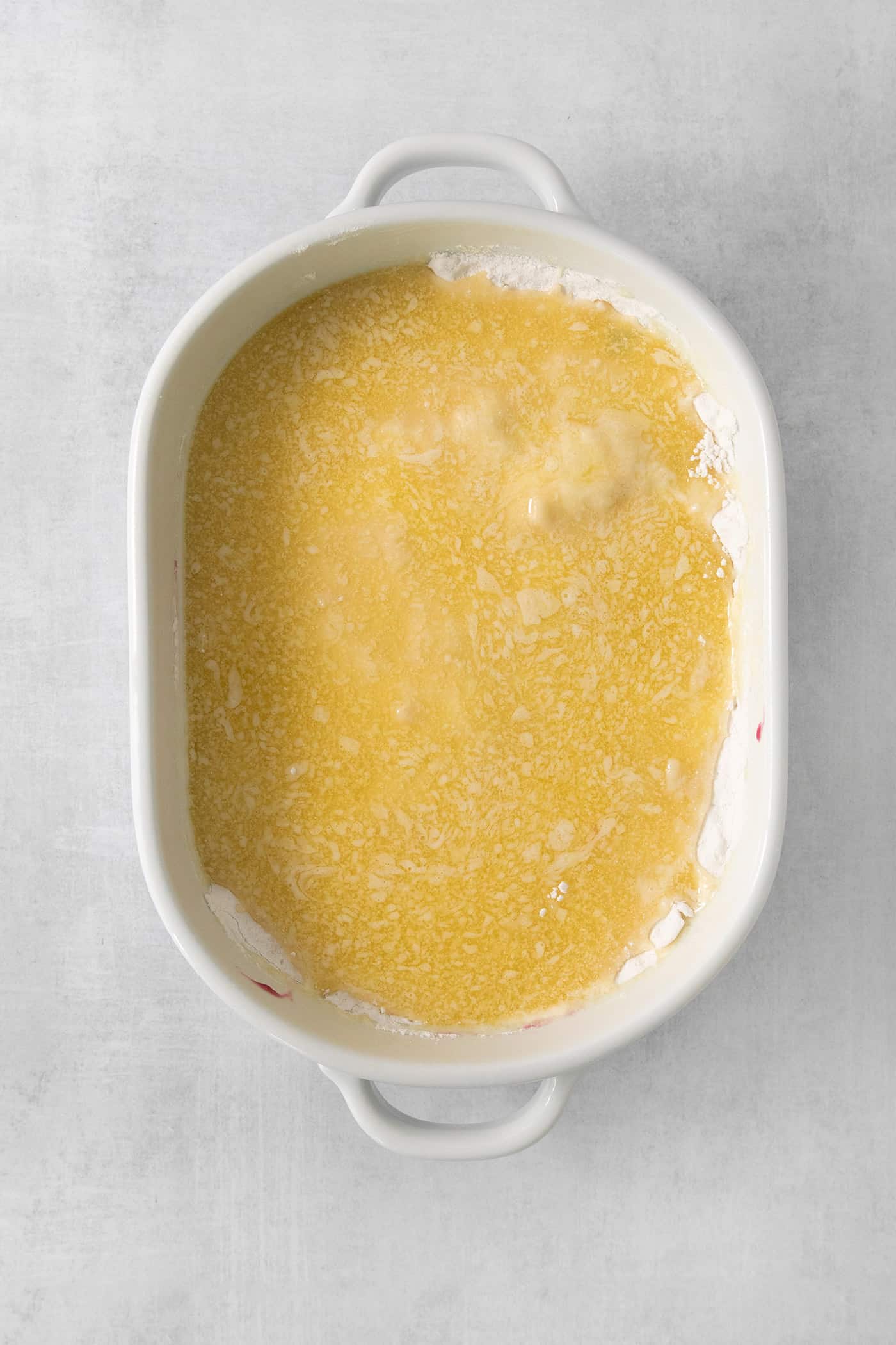 Dump cake batter.