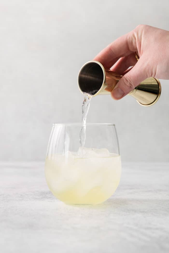 This Limoncello Spritz is fruity and refreshing, lightly sweet, and has a fun effervescence. It’s the perfect summer drink! Club soda tops a glass of limoncello.