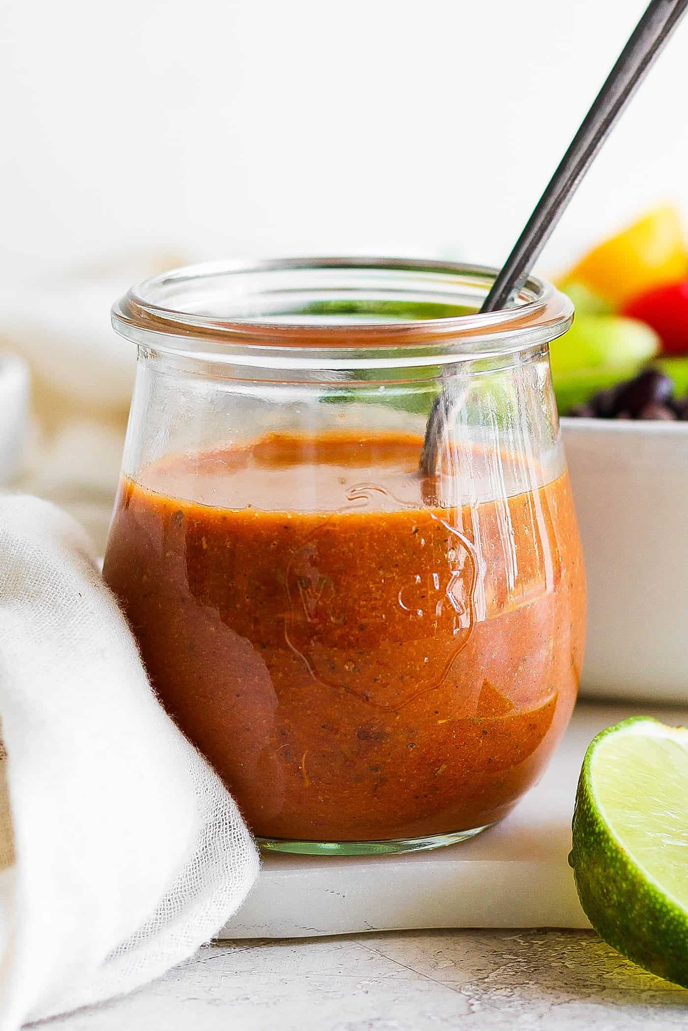 a jar of homemade chipotle honey vinaigrette