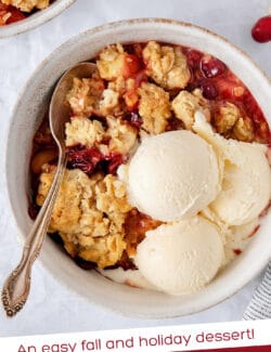 Pinterest image for apple and cranberry crisp