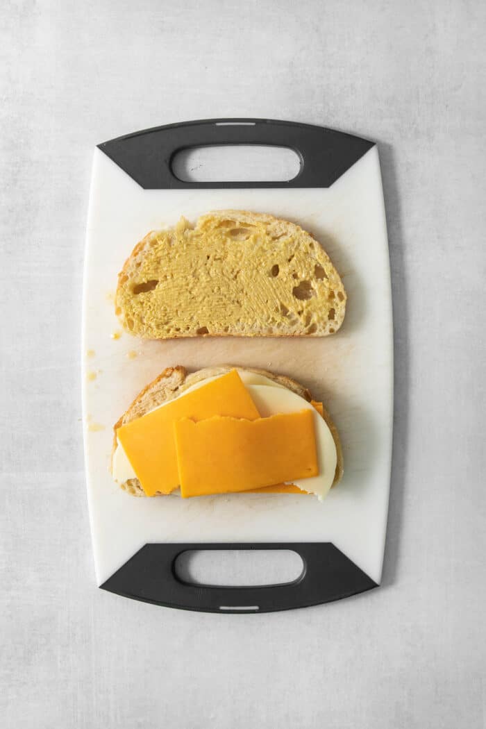 Air Fryer Grilled Cheese | Easy Cheesy Grilled Cheese Recipe! Now cheese is added to the bread.