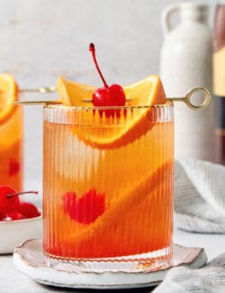 Pinterest image for brandy old fashioned cocktail