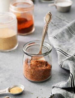 a jar of homemade blackened seasoning