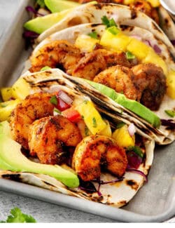 Pinterest image for blackened shrimp tacos