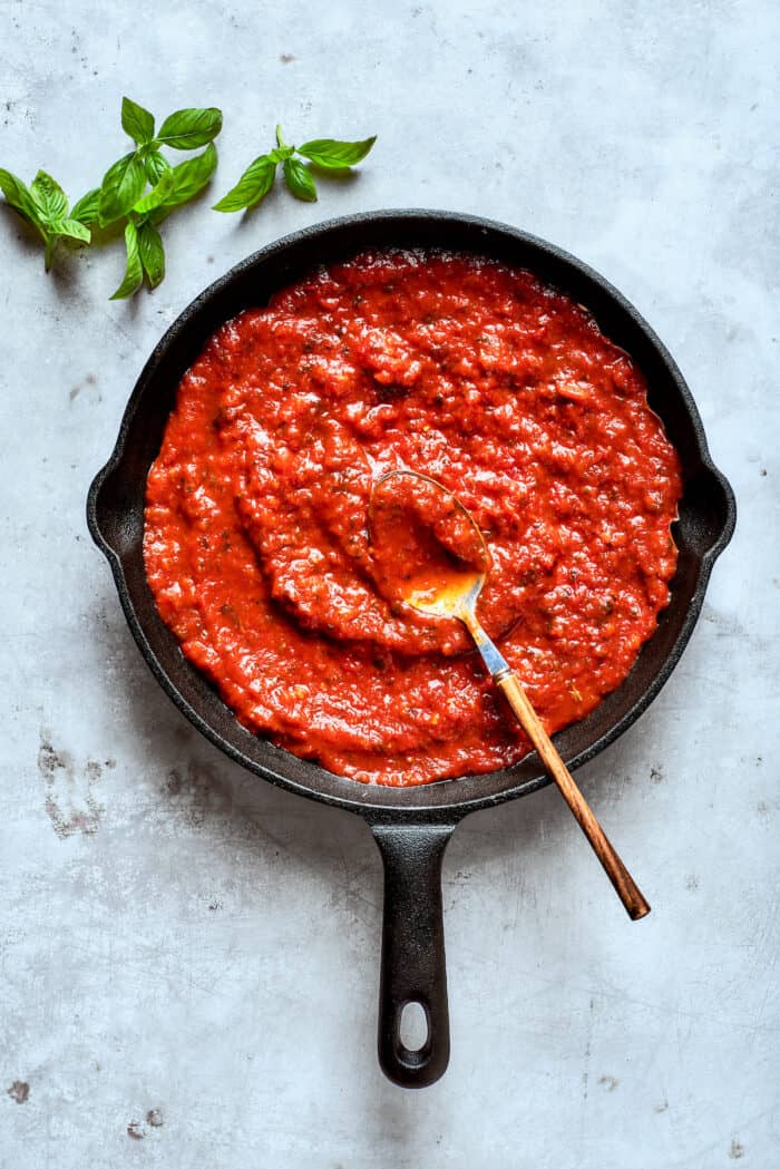 Sauce is added to the top of the dip.