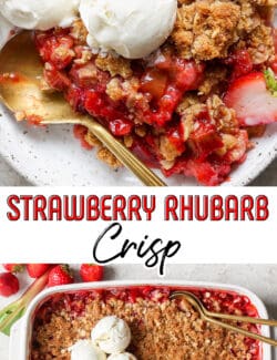 Pinterest image for strawberry rhubarb crisp