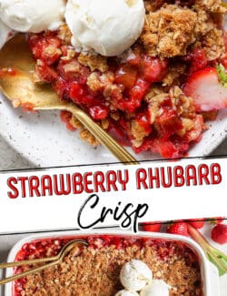 Pinterest image for strawberry rhubarb crisp