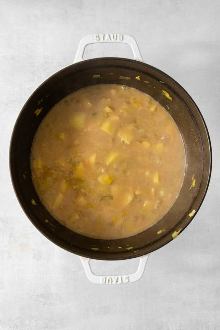 The soup is shown after being cooked.