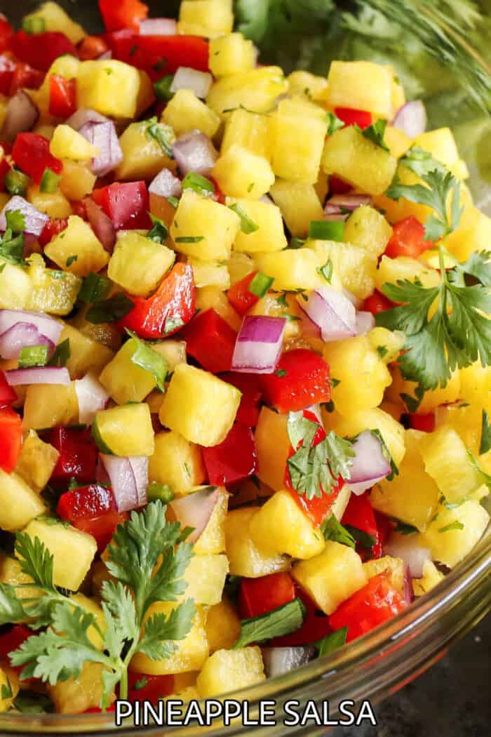pineapple salsa in a clear bowl